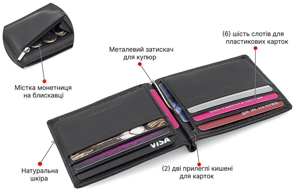 Кожаный зажим для денег, карт и мелочи - ST Leather 69728 modnotak фото №4