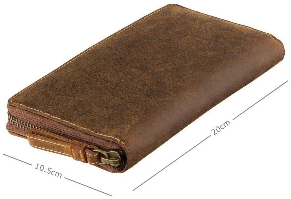 Мужской кошелек большого размера из винтажной кожи светло-коричневого цвета Visconti Chain 70729