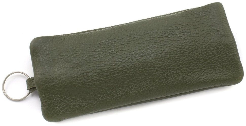 Темно-зелена ключниця із фактурної шкіри на блискавці ST Leather 70829