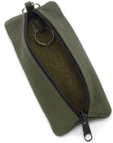 Темно-зелена ключниця із фактурної шкіри на блискавці ST Leather 70829