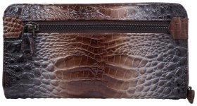 Серо-коричневый женский кошелек большого размера из лакированной кожи под крокодила Desisan 81529