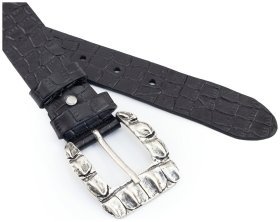 Женский кожаный ремень с тиснением под кожу крокодила Gherardini 40841 черный