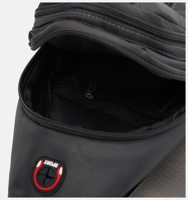 Серая мужская сумка-рюкзак через плечо из текстиля Monsen 71629