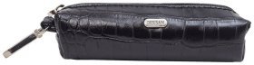Кожаная ключница черного цвета с тиснением под крокодила Desisan 81829