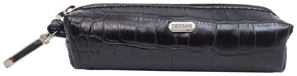 Кожаная ключница черного цвета с тиснением под крокодила Desisan 81829 modnotak фото №1