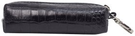 Кожаная ключница черного цвета с тиснением под крокодила Desisan 81829