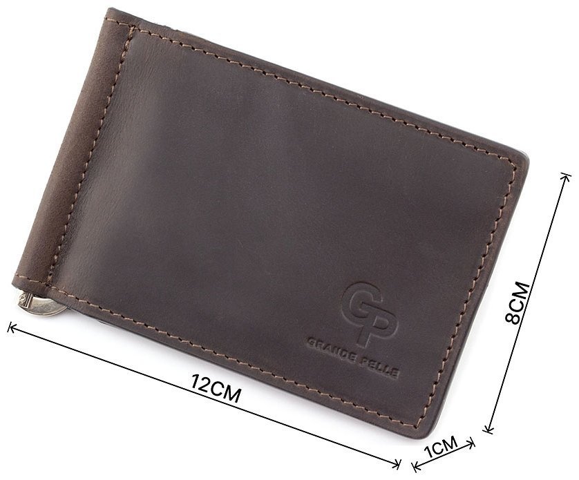 Коричневый зажим для денег из винтажной кожи Grande Pelle (13156) modnotak фото №3