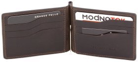 Коричневый зажим для денег из винтажной кожи Grande Pelle (13156)