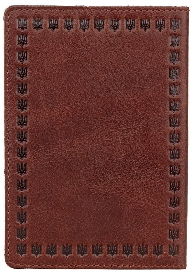 Коричневая кожаная обложка на паспорт с гербом Украины - SHVIGEL (2416133) modnotak фото №12