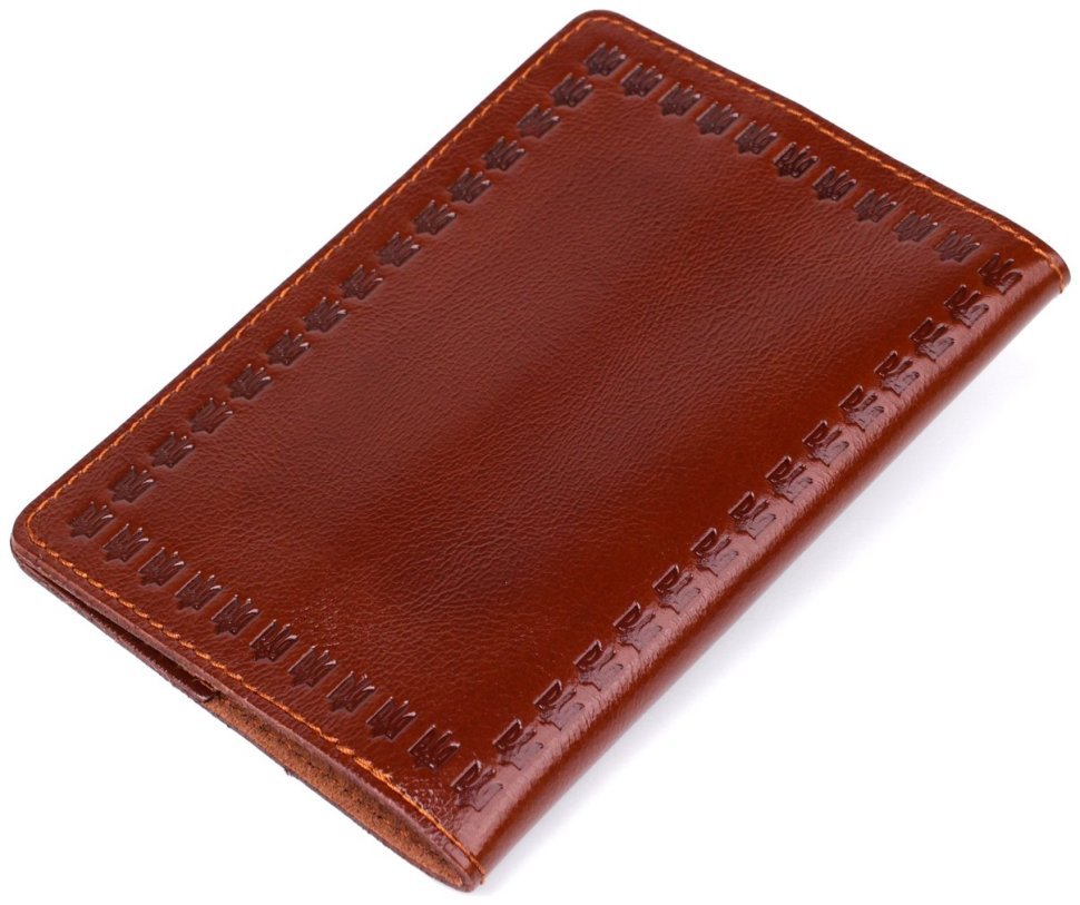 Коричневая кожаная обложка на паспорт с гербом Украины - SHVIGEL (2416133) modnotak фото №15