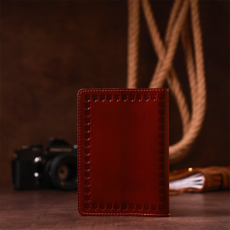 Коричневая кожаная обложка на паспорт с гербом Украины - SHVIGEL (2416133) modnotak фото №19