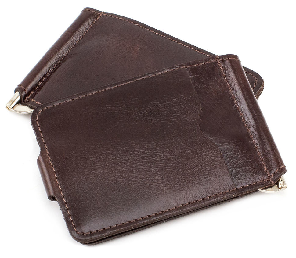 Затиск для грошей темно-коричневий зі шкіри ST Leather (16869)