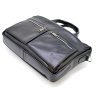 Чорна сумка з натуральної шкіри з гладкою шкірою для ноутбука TARWA (19935) - 5