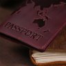 Кожаная матовая обложка на паспорт цвета марсала с тиснением карты мира Shvigel (2413955) - 9