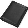 Шкіряний чорний чоловічий гаманець з блоком що виймається під права або пропуск Vintage (14594) - 1