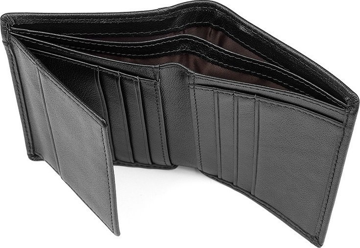 Кожаный черный мужской кошелек с вынимающимся блоком под права или пропуск Vintage (14594)