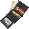 Шкіряний чорний чоловічий гаманець з блоком що виймається під права або пропуск Vintage (14594) - 7