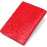 Кожаная женская обложка на паспорт красного цвета с ромбами SHVIGEL (2413972) - 3