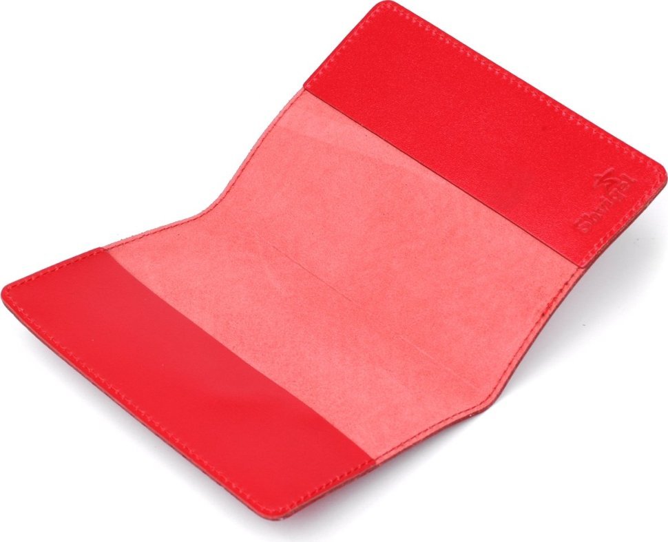 Кожаная женская обложка на паспорт красного цвета с ромбами SHVIGEL (2413972)