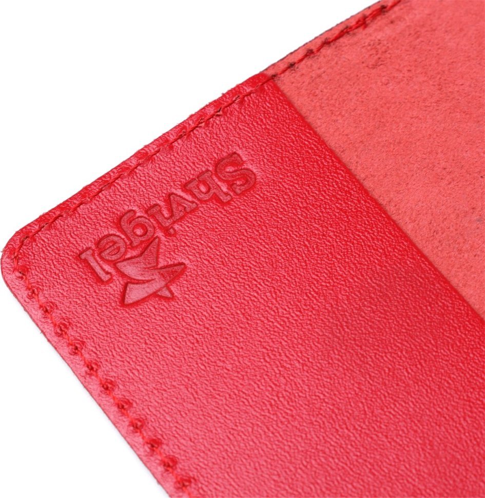 Кожаная женская обложка на паспорт красного цвета с ромбами SHVIGEL (2413972)