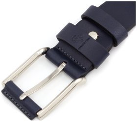 Ремень синего цвета из гладкой кожи высокого качества Grande Pelle (43216)