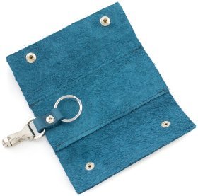 Темно-бирюзовая ключница из натуральной кожи на кнопках Grande Pelle (15726)