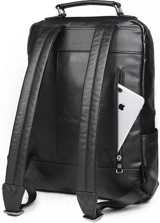 Елегантний шкіряний рюкзак чорного кольору VINTAGE STYLE (14949)