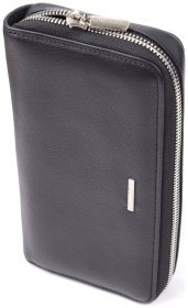 Клатч-гаманець на блискавці з італійської натуральної шкіри Tony Perotti 103329 (чорний)