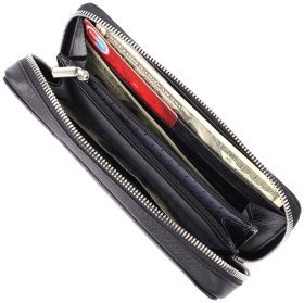 Клатч-гаманець на блискавці з італійської натуральної шкіри Tony Perotti 103329 (чорний)
