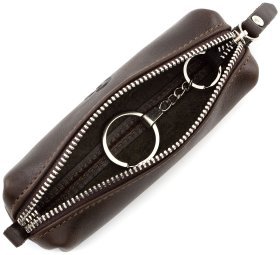 Ключница коричневого цвета из итальянской гладкой кожи Grande Pelle (13275)
