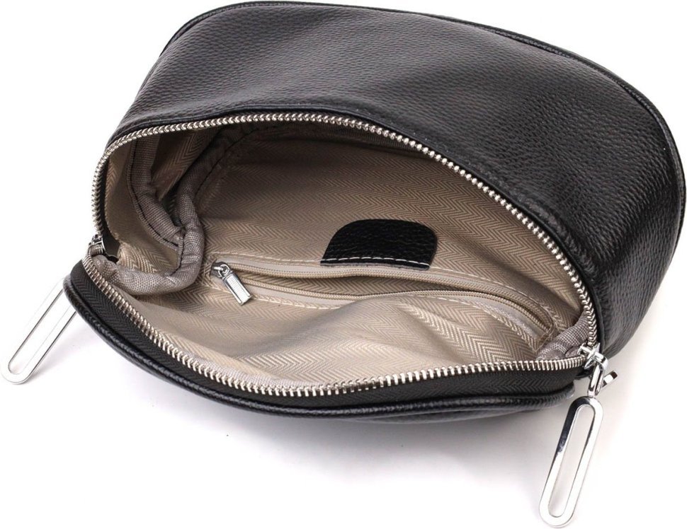 Черная женская сумка через плечо из натуральной кожи Vintage (2422079)