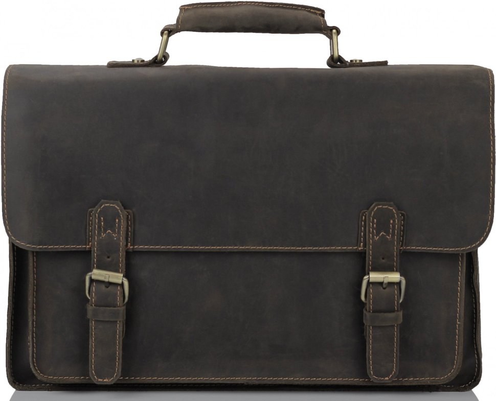 Классический мужской портфель темно-коричневого цвета в винтажном стиле Tiding Bag (15875)