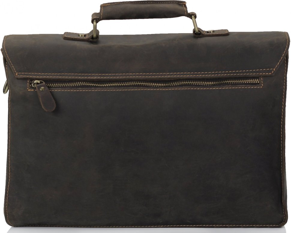 Класичний чоловічий портфель темно-коричневого кольору в вінтажному стилі Tiding Bag (15875)