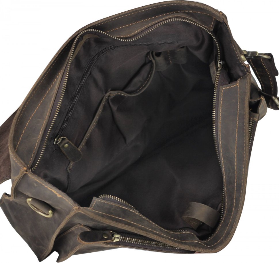 Класичний чоловічий портфель темно-коричневого кольору в вінтажному стилі Tiding Bag (15875)