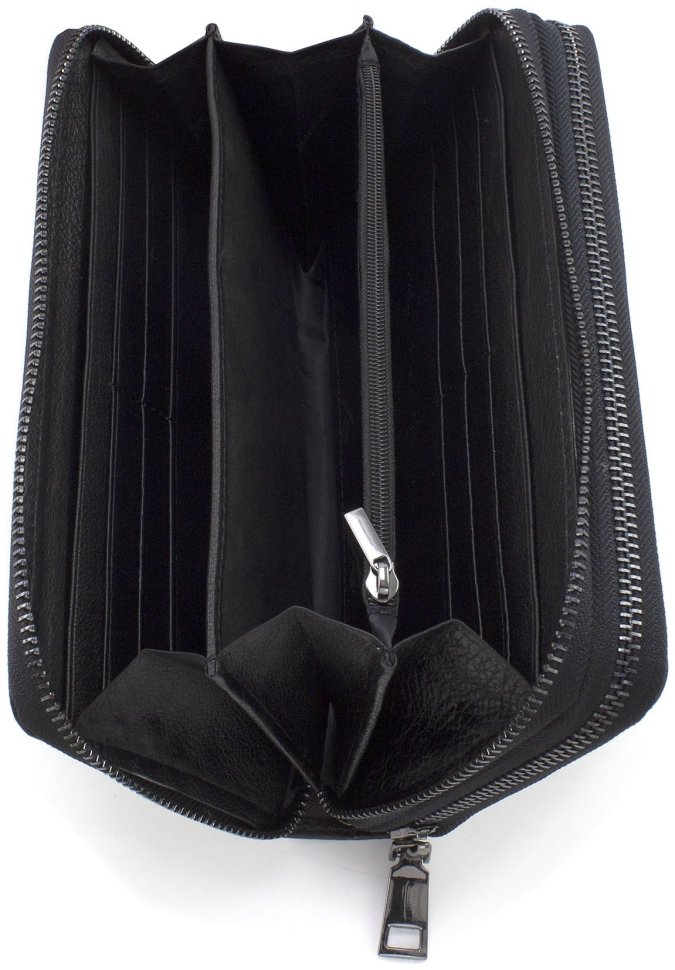 Чоловічий шкіряний клатч-барсетка чорного кольору на дві блискавки ST Leather 73829