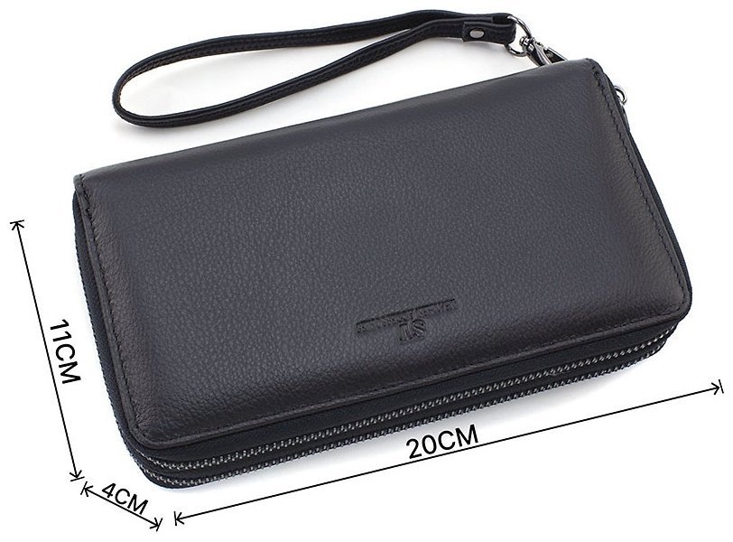 Чоловічий шкіряний клатч-барсетка чорного кольору на дві блискавки ST Leather 73829 modnotak фото №3