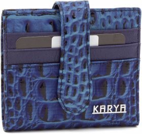 Синій жіночий гаманець мініатюрного розміру з натуральної шкіри під крокодила KARYA (19061)