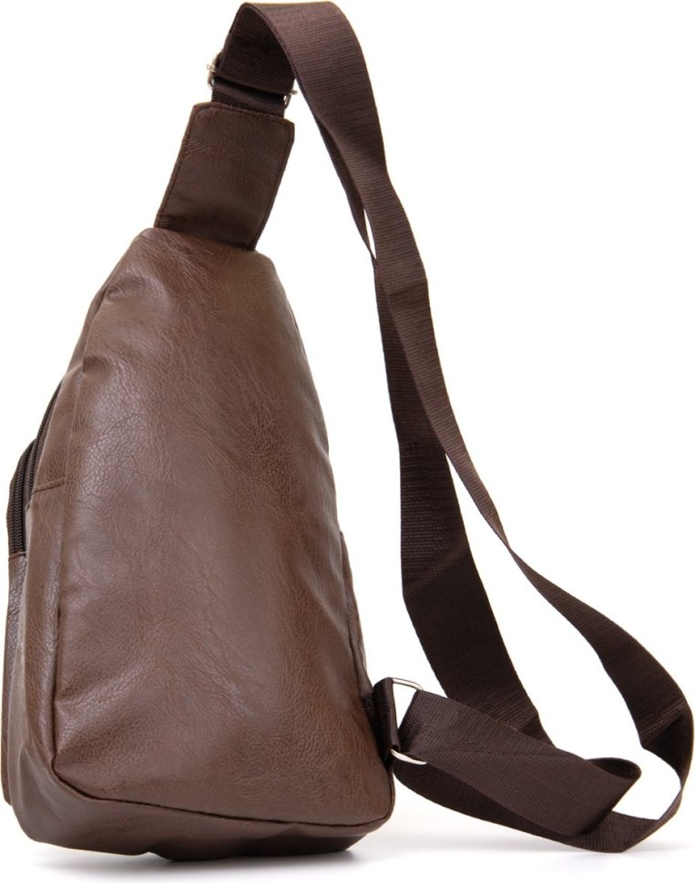 Коричневая мужская сумка-слинг из кожзаменителя Vintage (20512)