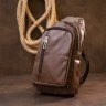 Коричневая мужская сумка-слинг из кожзаменителя Vintage (20512) - 5