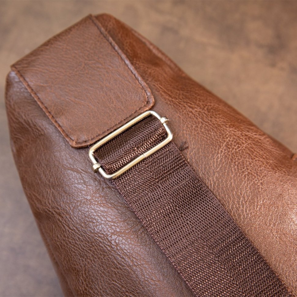Коричнева чоловіча сумка-слінг із шкірзамінника Vintage (20512)