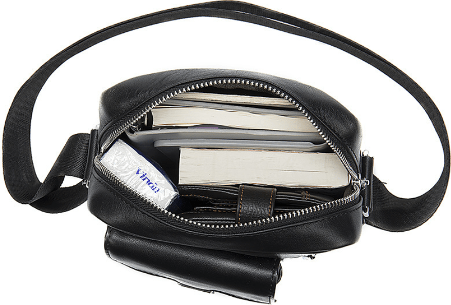 Небольшая наплечная сумка из натуральной кожи черного цвета Vintage (20030)