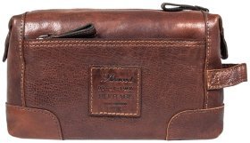 Мужской кожаный несессер на молнии и ручкой для носки Ashwood 94329 коричневого цвета