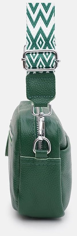 Небольшая кожаная женская сумка с текстильным плечевым ремнем Borsa Leather 104529 зеленого цвета фото №4 Небольшая кожаная женская сумка с текстильным плечевым ремнем Borsa Leather 104529 зеленого цвета modnotak фото №4