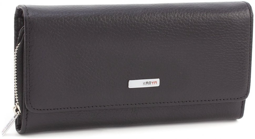 Чорний горизонтальний гаманець з фактурної шкіри турецького виробництва KARYA (1151-45)