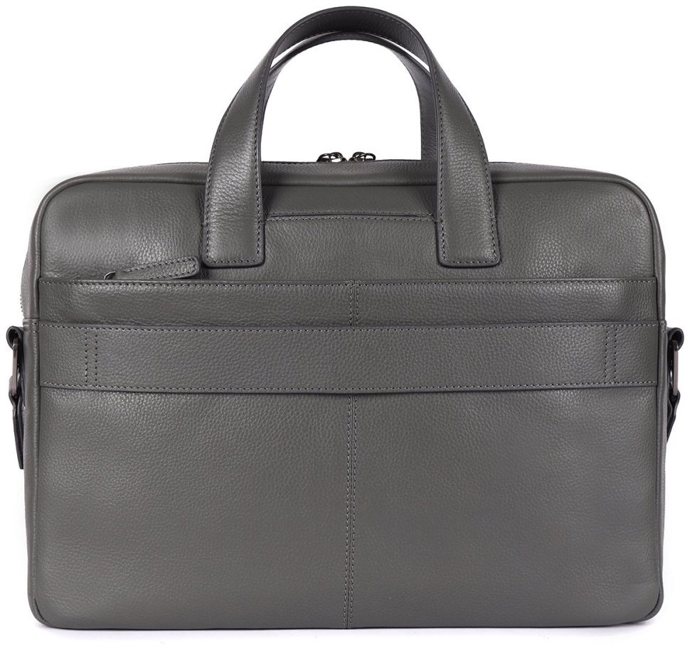 Деловая мужская сумка из фактурной кожи для ноутбука Brampton London Maven 94529 (серого цвета, до 14") modnotak фото №4