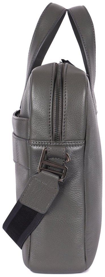 Деловая мужская сумка из фактурной кожи для ноутбука Brampton London Maven 94529 (серого цвета, до 14") modnotak фото №5