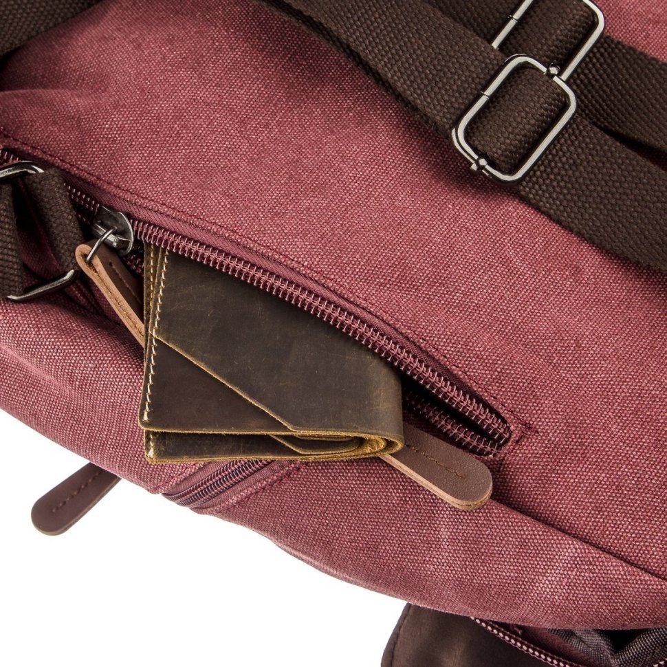 Повсякденний жіночий текстильний рюкзак малинового кольору Vintage (20195)
