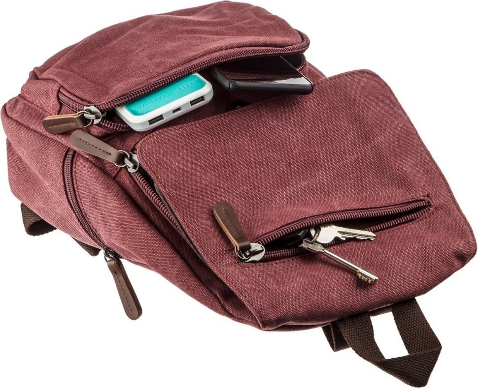 Повседневный женский текстильный рюкзак малинового цвета Vintage (20195)