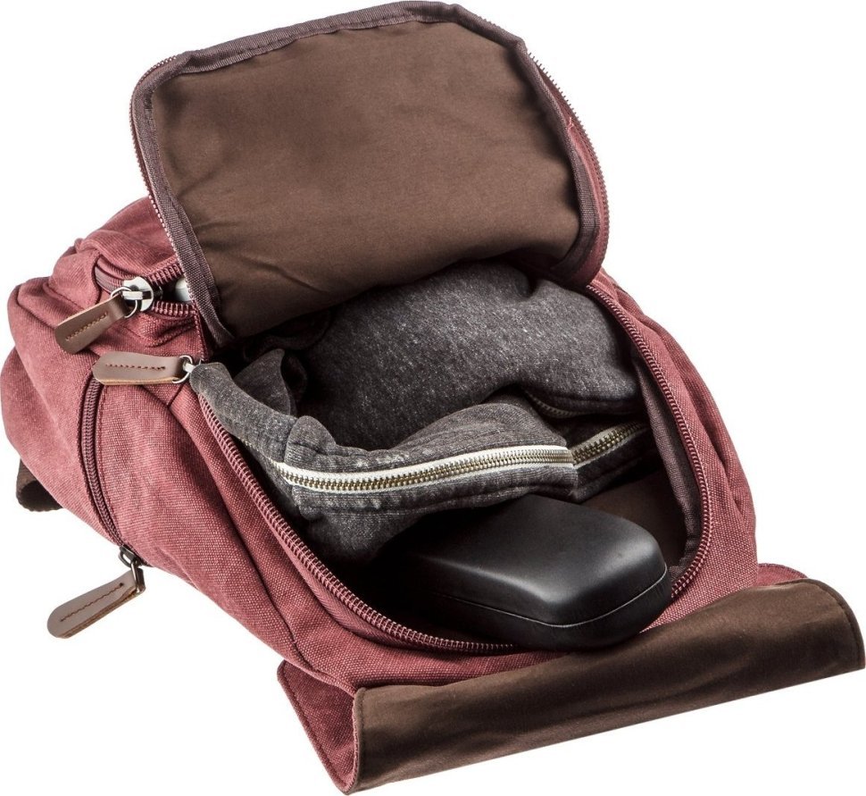 Повсякденний жіночий текстильний рюкзак малинового кольору Vintage (20195)