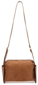 Вместительная женская сумка из кожзама через плечо Monsen 94629 коричневого цвета